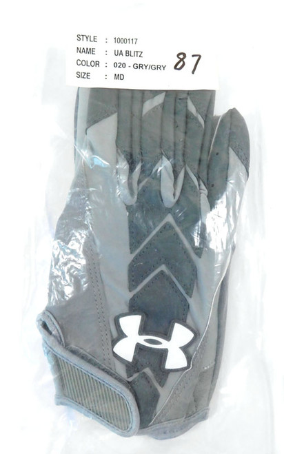 NEW UA BLITZ  Under Armour Wide Receiver Football Gloves Size MED Color GRY/GRY
