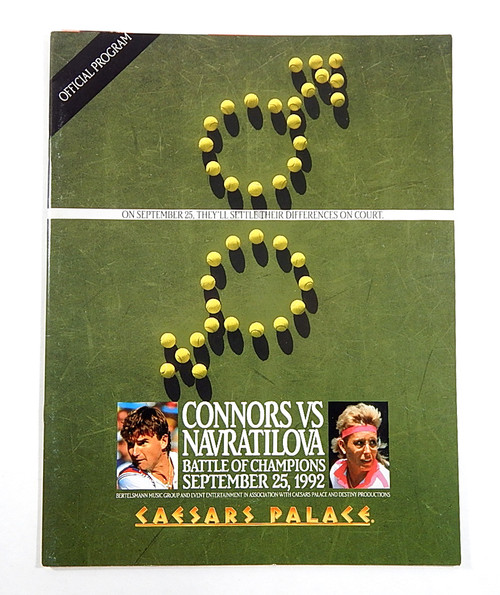 Jimmy Connors VS Martina Navratilova 9/25/92 Vintage Tennis Program