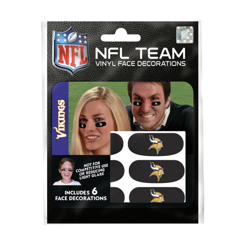 Minnesota Vikings NFL Football Team Vinyl Face Decorations Eye Black 6-Pack New