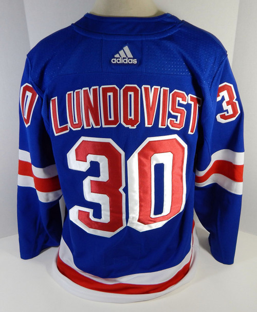 Mens New York Rangers Henrik Lundqvist #30 Authentic Adidas Pro Blue Jersey S 46
