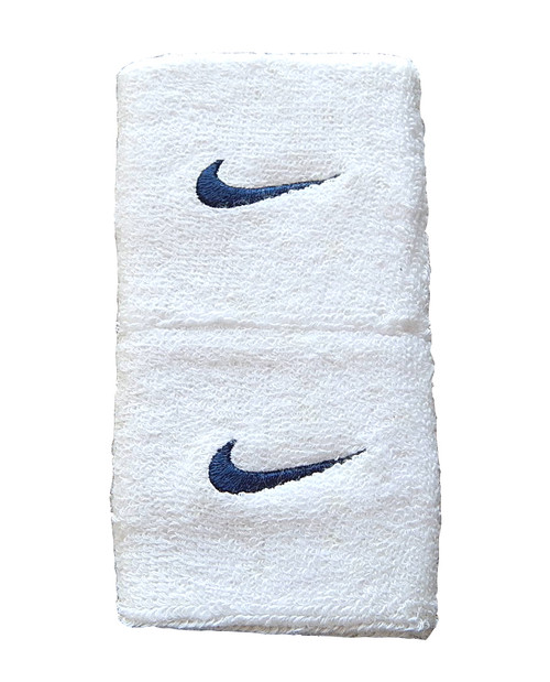 Lot of (10) Nike Swoosh Logo Wristband Sweatband Pairs White Discolored