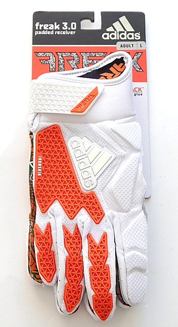 Adidas Freak 3.0 Miami Hurricanes Padded Receiver Team Issued Football Gloves L