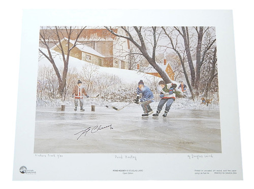 Gerry Cheevers #30 Signed "Pond Hockey" Art Print Auto Autograph #'d /30 Bruins