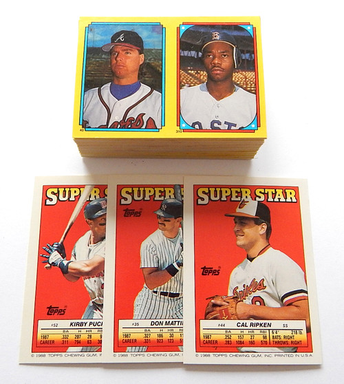 1988 Topps / OPC Superstar Sticker Backs Set (67) Ripken Puckett Mattingly