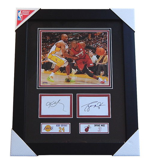 Kobe Bryant Dwyane Wade Facsimile Signed Cut & Photo Framed Autograph Lakers #24