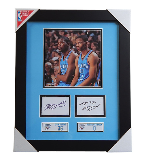 Kevin Durant Russell Westbrook Facsimile Signed Cut & Photo Framed Autograph