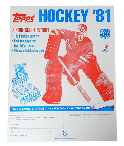1981 Topps Hockey Wax Box Order Sell Sheet