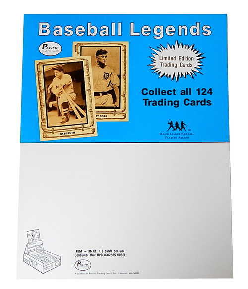1989 Pacific Baseball Legends Wax Box Order Sell Sheet