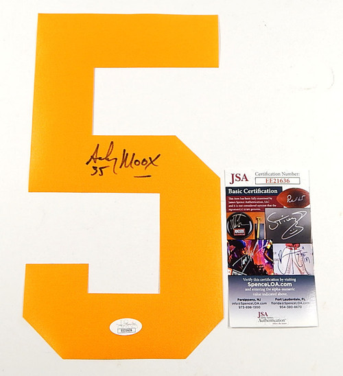 Andy Moog Signed Gold Number 5 Jersey Number JSA Auto COA