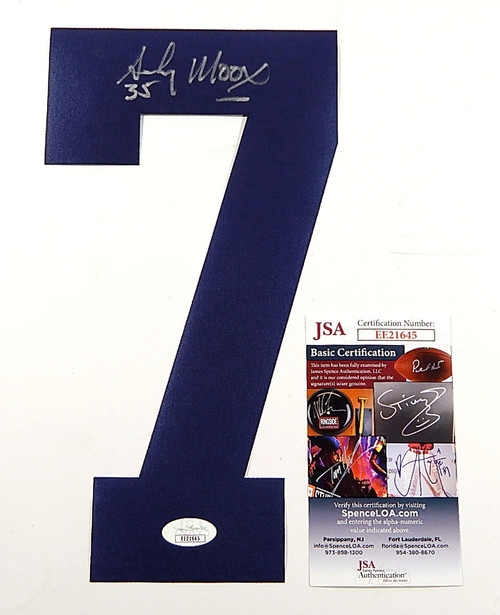 Andy Moog Signed Blue Number 7 Jersey Number JSA Auto COA