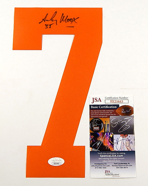 Andy Moog Signed Orange Number 7 Jersey Number JSA Auto COA