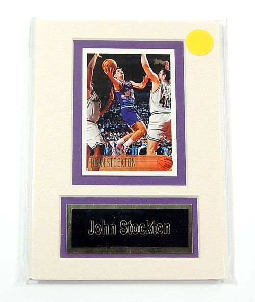 John Stockton Jazz Matted Trading Card & Name Plate 5" x 7" Ideal For Framing