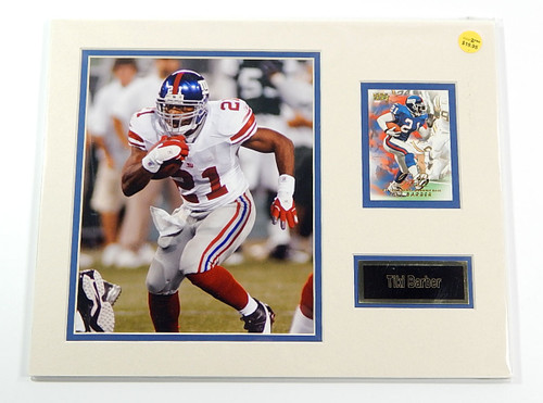 Tiki Barber Giants Matted Photo Card & Name Plate 11x14 Ideal For Framing
