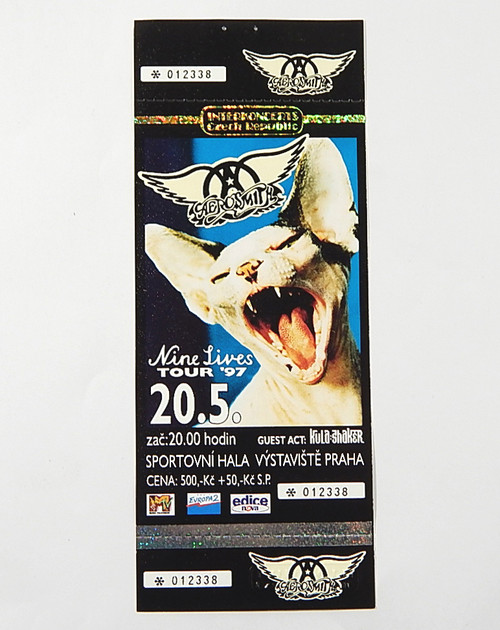 Aerosmith Nine Lives Unused Ticket Stub Vystaviste Praha Prague Czech 5/20/1997