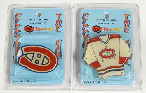 2-Pack of Montreal Canadiens Flashing LED Light-Up Logo & Jersey Magnet Pins NIP