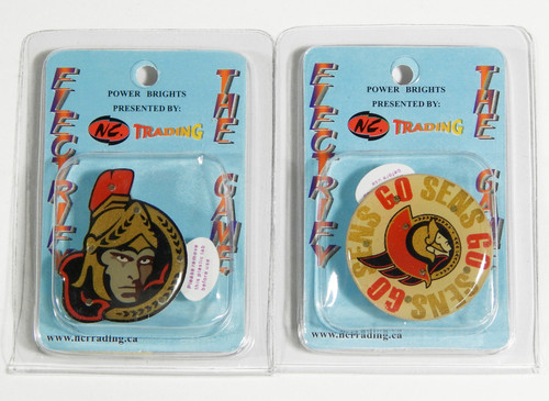 2-Pack of Ottawa Senators Flashing LED Light-Up Logo Magnets Pins NIP NHL Hockey