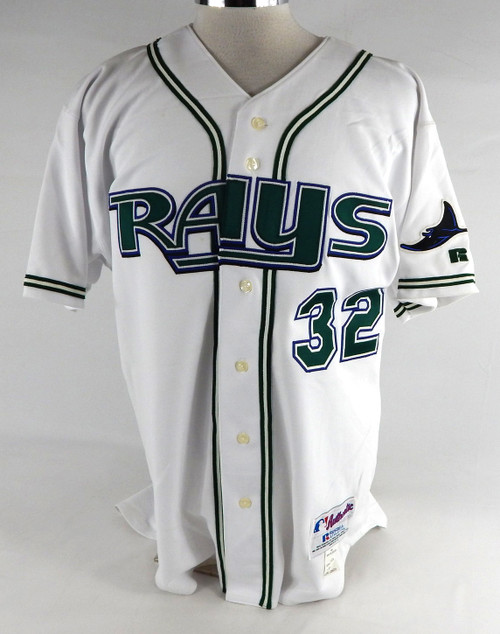 2004 Tampa Bay Devil Rays Damian Moss #32 Game Issued White Jersey 48 485