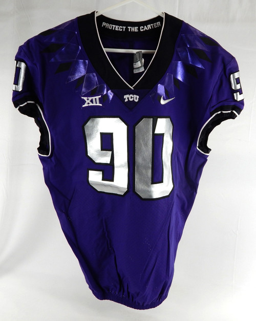 2019-24 Texas Christian TCU Frogs #90 Game Used Purple Jersey Football NP R 46 7