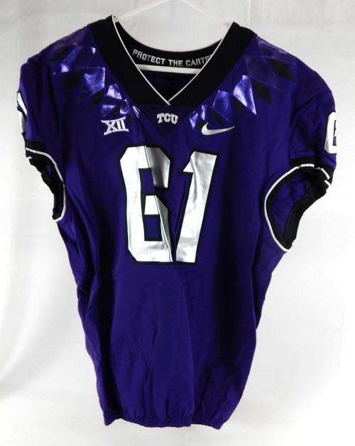 2019-24 Texas Christian TCU Frogs #61 Game Used Purple Jersey Football NP R 48 9