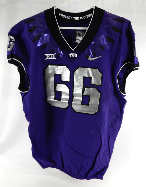 2019-24 Texas Christian TCU Frogs #66 Game Used Purple Jersey Football NP R 48 1