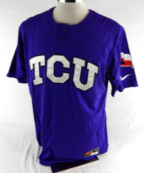 2010s Texas Christian TCU Horned Frogs #19 Game Used Purple Jersey Baseball L 3
