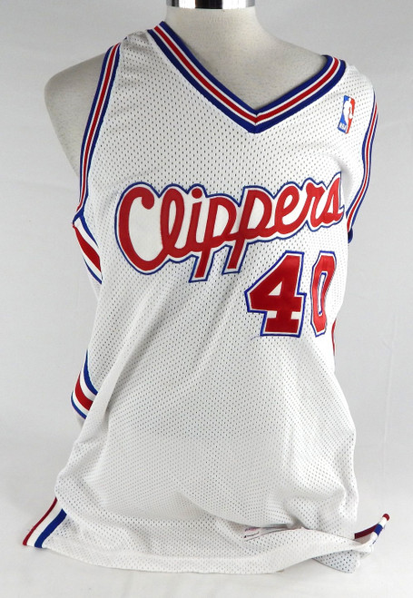1995-96 Los Angeles Clippers Antonio Harvey #40 Game Used White Jersey 48 128