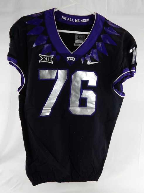 2019-24 Texas Christian TCU Frogs #76 Game Used Black Jersey Football NP R 48 8