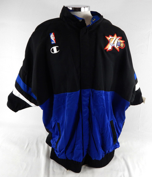 1998-99 Philadelphia 76ers Harvey Grant #44 Game Used Black Warm Up Jacket 48 0