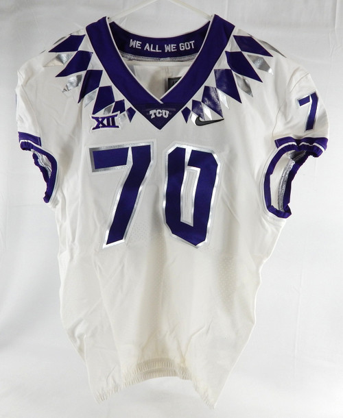 2020 Texas Christian TCU Frogs #70 Game Used White Jersey Football NP R 48 925