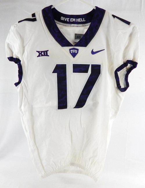 Texas Christian TCU Frogs #17 Game Issued White Jersey Football NP Rem 46 615