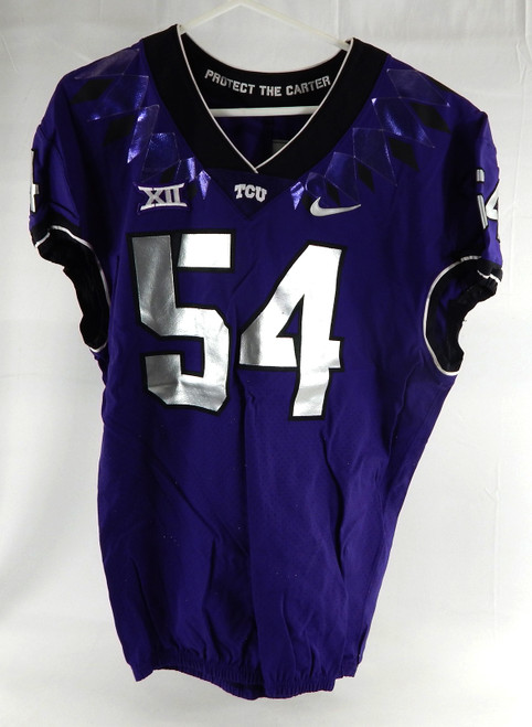 2019-24 Texas Christian TCU Frogs #54 Game Used Purple Jersey Football NP R 48 0