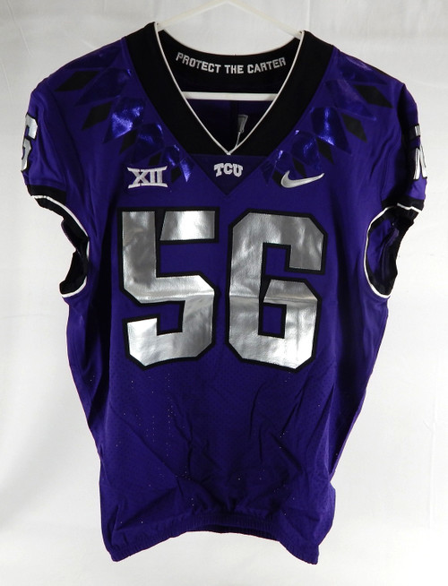 2019-24 Texas Christian TCU Frogs #56 Game Used Purple Jersey Football NP R 44 8