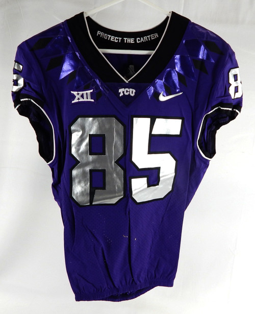 2019-24 Texas Christian TCU Frogs #85 Game Used Purple Jersey Football NP R 42 7