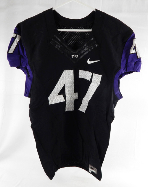 2010s Texas Christian TCU Horned Frogs #47 Game Used Black Jersey Football NPR 0