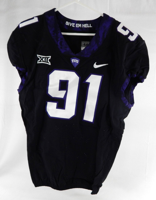2010s Texas Christian TCU Frogs #91 Game Used Black Jersey Football NP Rem 44 0