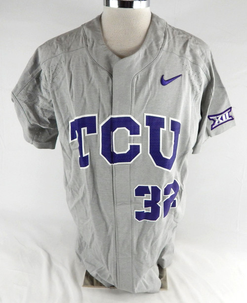2017 Texas Christian TCU Horned Frogs #32 Game Used Grey Jersey Baseball 9
