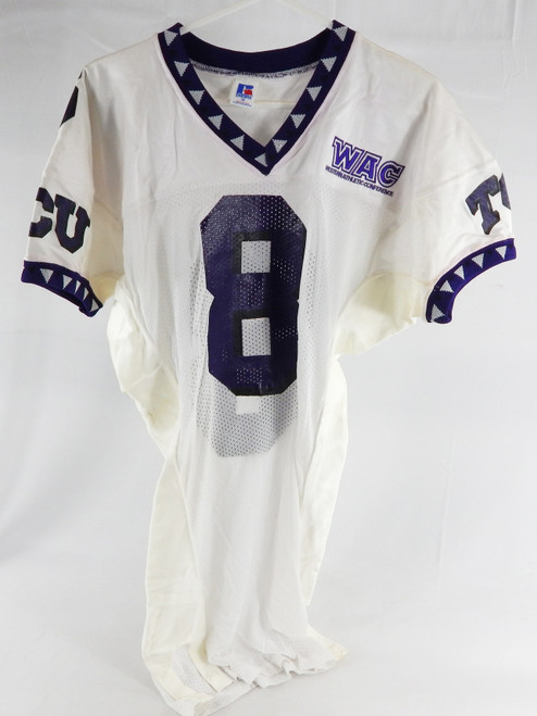 Texas Christian TCU Horned Frogs #8 Game Used White Jersey Football NP R 42 639