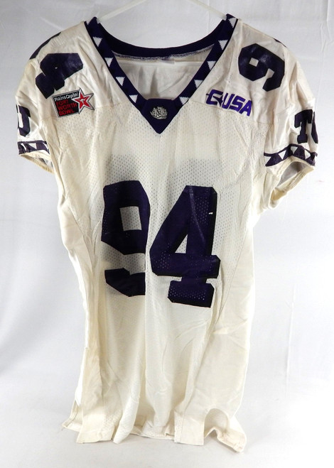 2003 Texas Christian TCU Frogs #94 Game Used White Jersey Fort Worth Bowl Patch