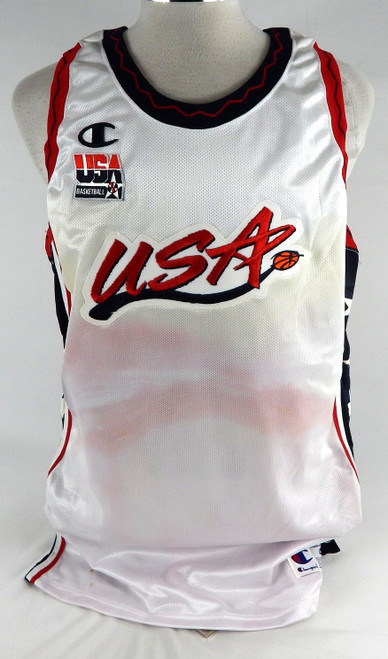 1996-97 Team USA Basketball Blank Game Issued White Jersey 48 064