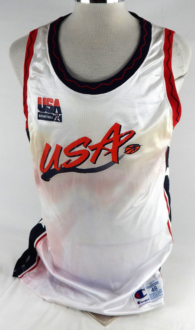 1996-97 Team USA Basketball Blank Game Issued White Jersey 48 060