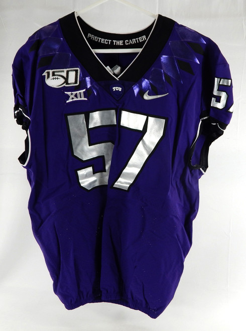 2019 Texas Christian TCU Frogs #57 Game Used Purple Jersey 150 P Football NP R 3