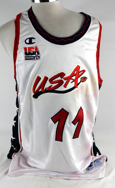 1998-99 Team USA Basketball #11 Game Issued White Jersey 50 069