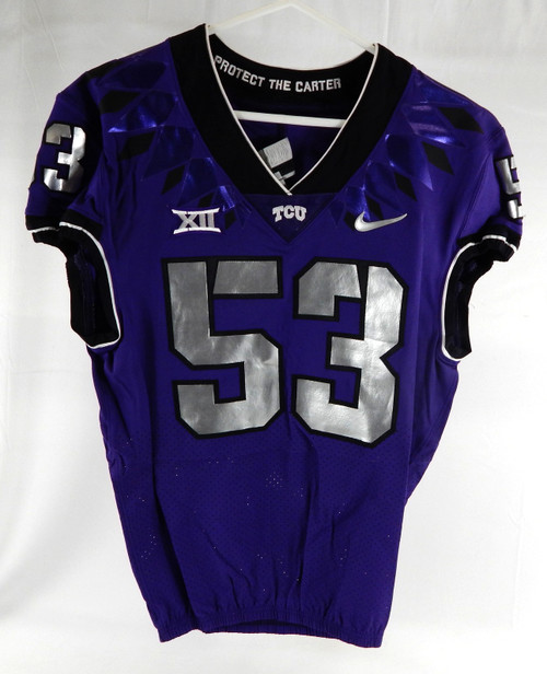 2019-24 Texas Christian TCU Frogs #53 Game Used Purple Jersey Football NP R 42 4