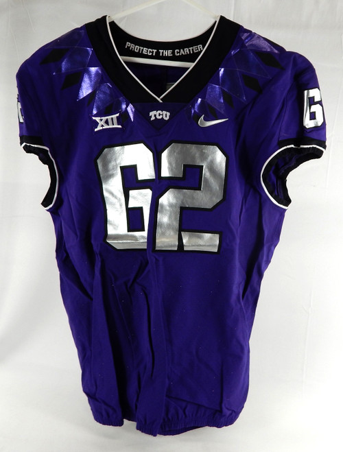 2020 Texas Christian TCU Frogs #62 Game Used Purple Jersey Football NP R 48 805