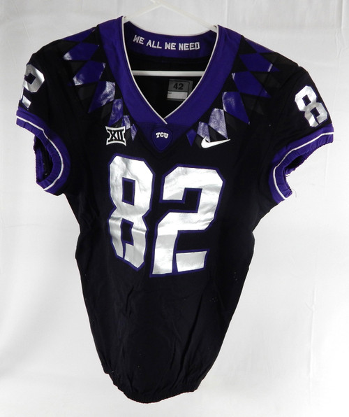 2019-24 Texas Christian TCU Frogs #82 Game Used Black Jersey Football NP R 42 9