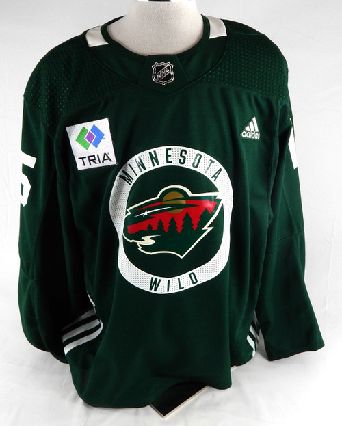 2022-24 Minnesota Wild Mason Shaw #15 Game Issued P Used Green Practice Jersey 3