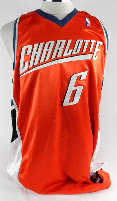 2007-08 Charlotte Bobcats Nazr Mohammed #6 Game Issued Orange Jersey 52 001
