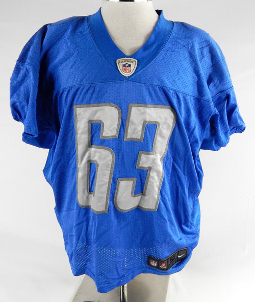 2014 Detroit Lions #63 Game Used Blue Practice Jersey 52 188