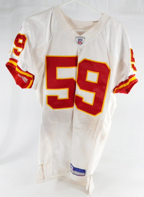 2002 Kansas City Chiefs Glenn Cadrez #59 Game Used White Jersey 48 160
