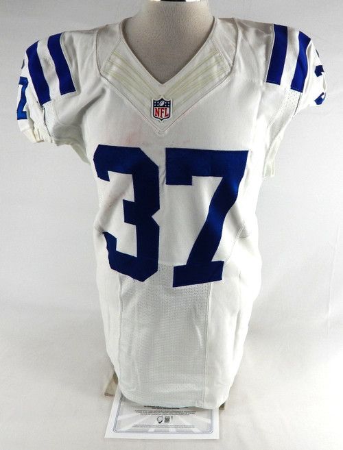 2015 Indianapolis Colts Tion Green #37 Game Issued Pos Used White Jersey 42 515